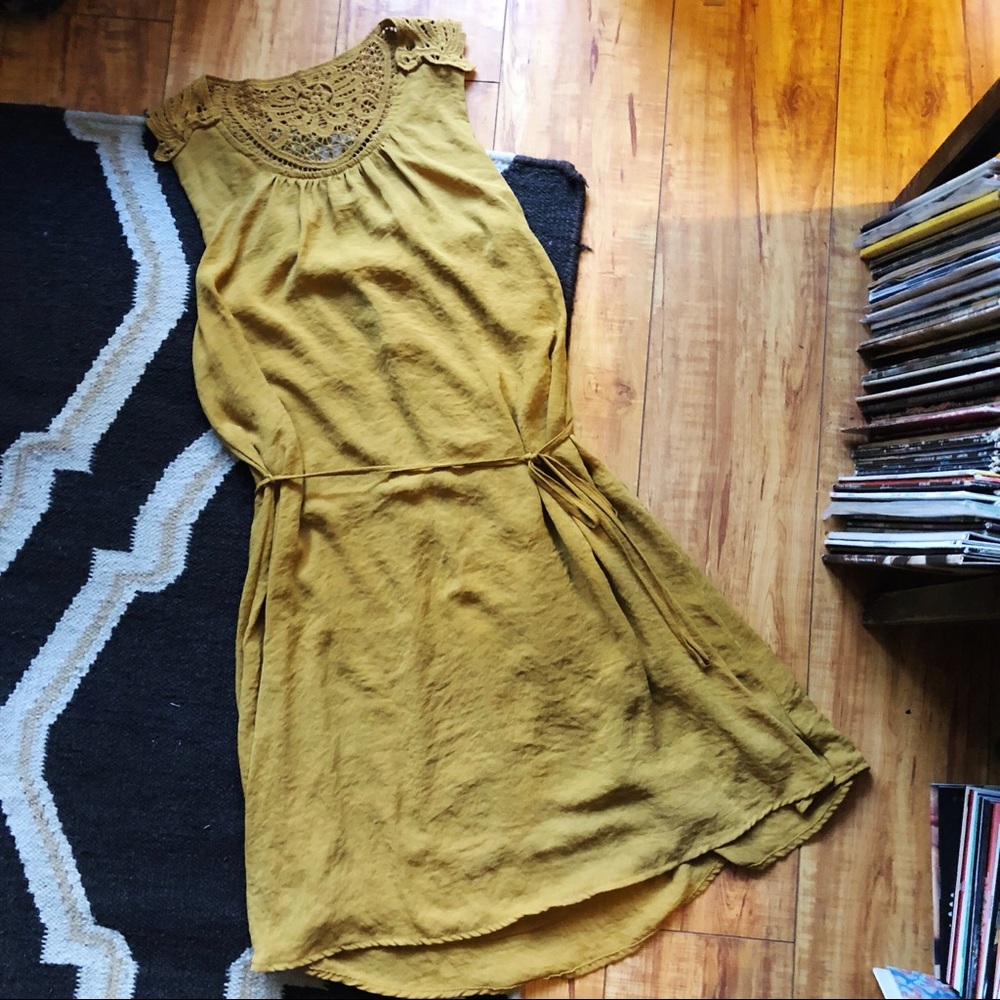 Summery Yellow Crocheted-Back Dress